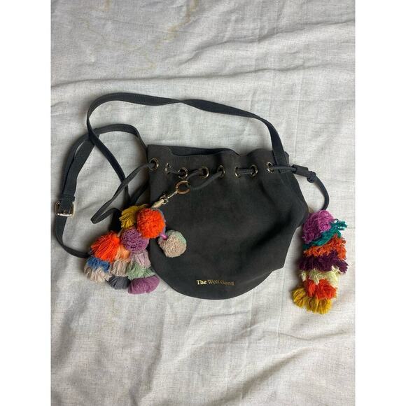 ANTHROPOLOGIE Wolf Gang Gray Leather Bucket Bag Drawstring Crossbody Bag - Picture 2 of 14